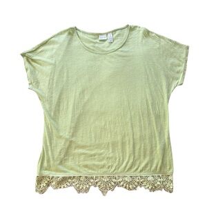Chico’s Zenergy Green Lace Hem Top, size 3/XL